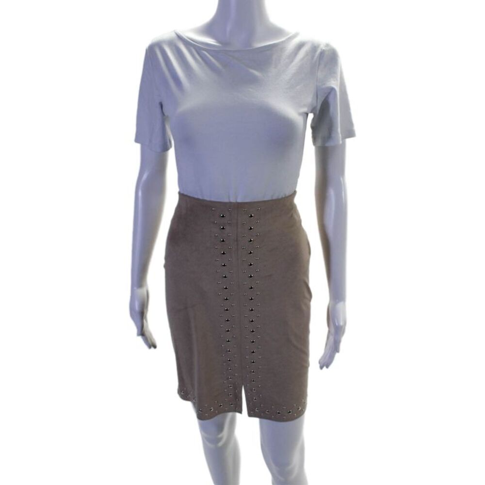 Evolution Womens Geometric Zipped Slip-on Pencil Skirt Brown Size M